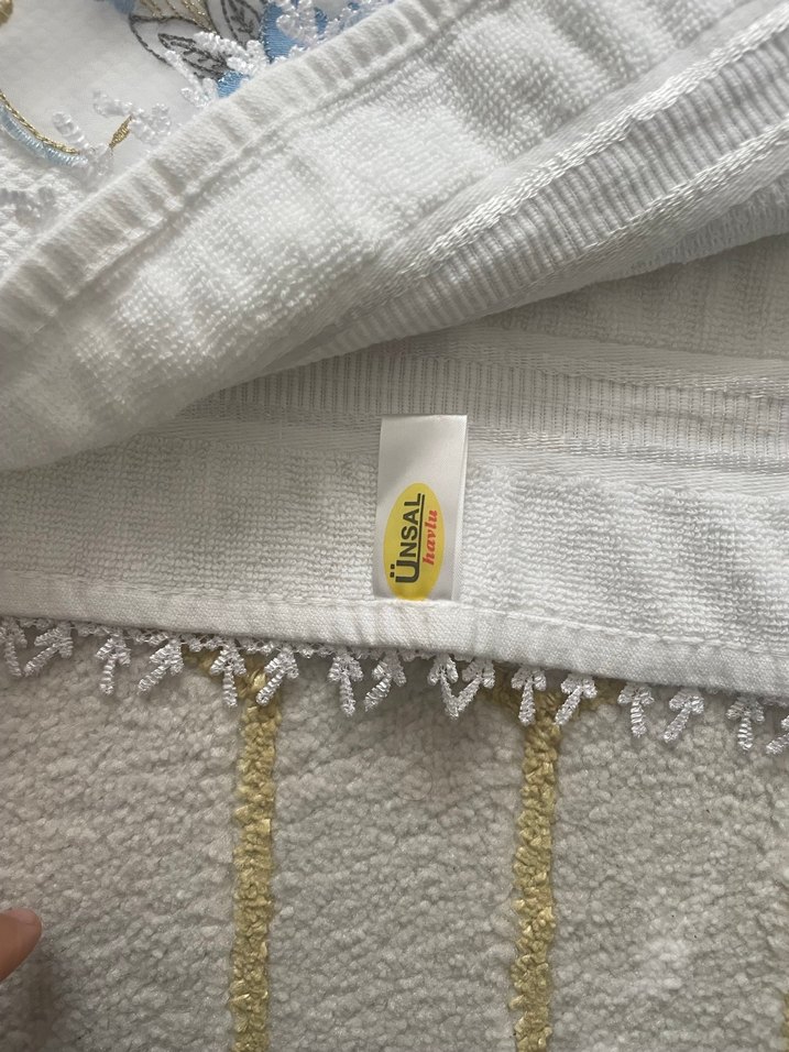 Nakışlı Bohem Beyaz Havlu - Görsel 3