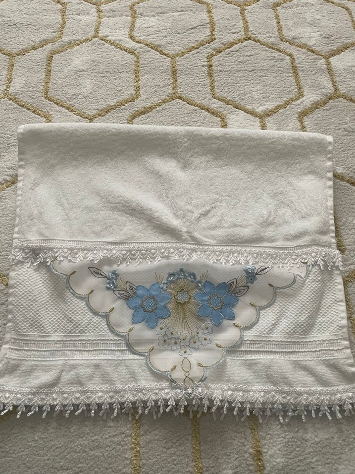 Nakışlı Bohem Beyaz Havlu - Görsel 2