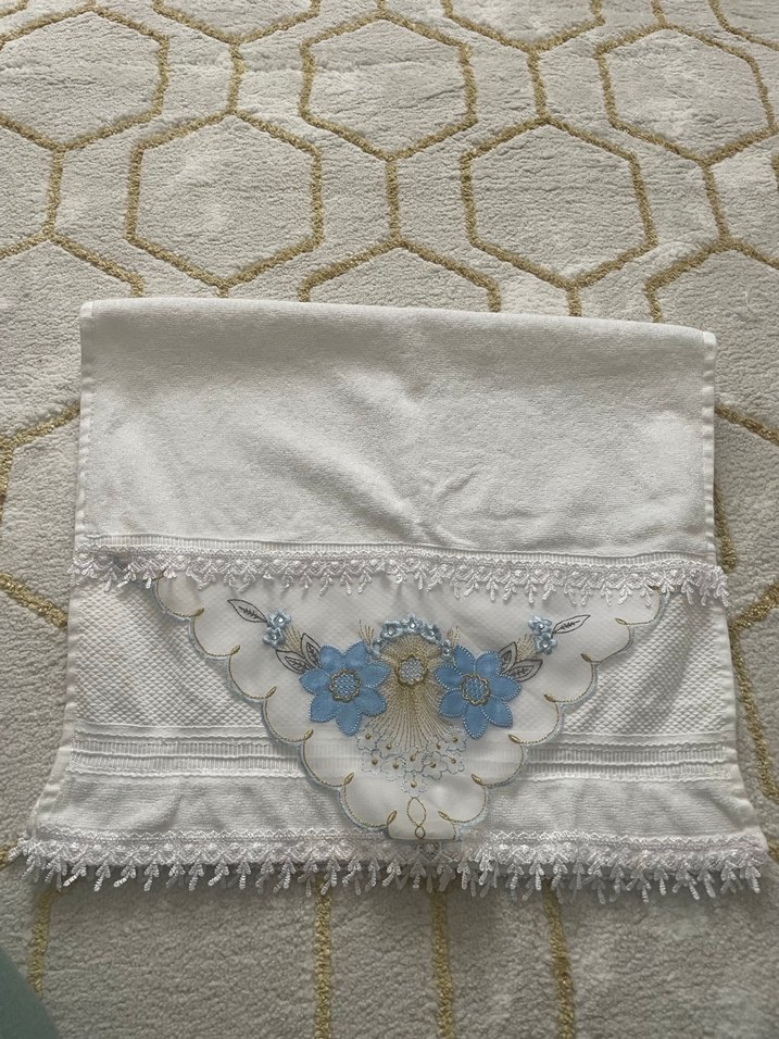 Nakışlı Bohem Beyaz Havlu - Görsel 5
