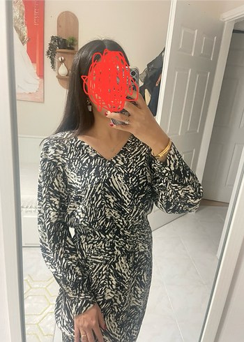 Zebra Desenli Midi Kadın Elbise - Görsel 4