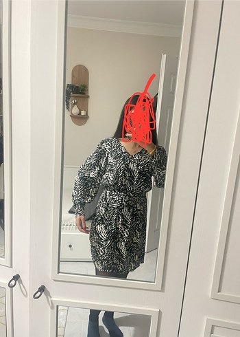 Zebra Desenli Midi Kadın Elbise - Görsel 2