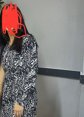 Zebra Desenli Midi Kadın Elbise - Görsel 5