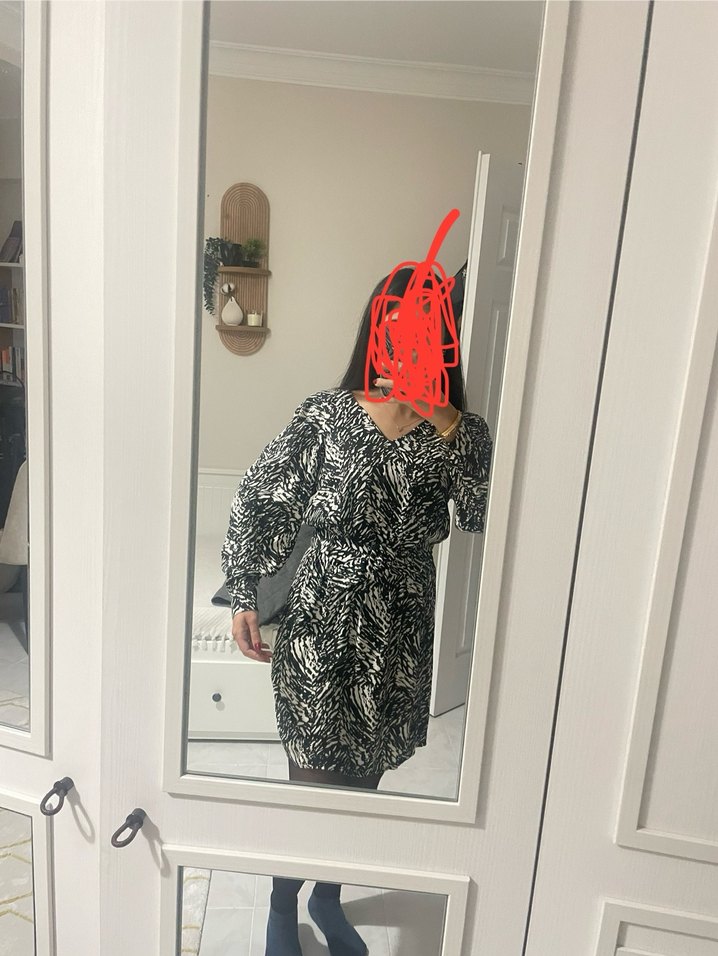 Zebra Desenli Midi Kadın Elbise - Görsel 2