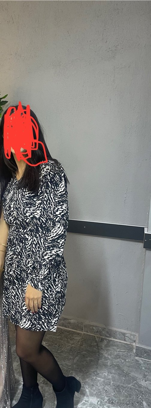 Zebra Desenli Midi Kadın Elbise - Görsel 5