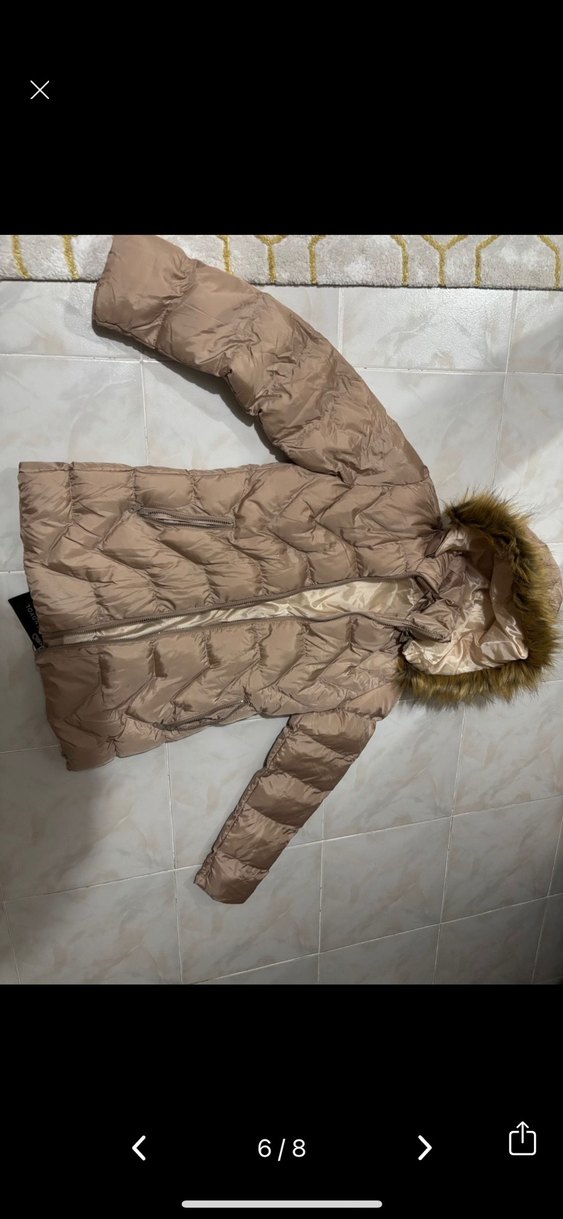 Bej Kadın Midi Kışlık Mont - Görsel 5