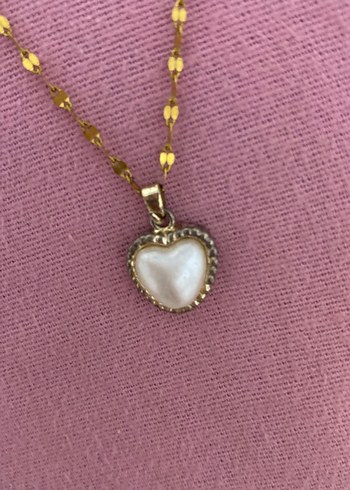 İnci Kalp Uçlu Zincir Detaylı Kolye - Görsel 2