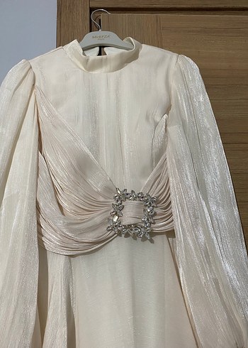 Beyaz Uzun Abiye Elbise - Görsel 5