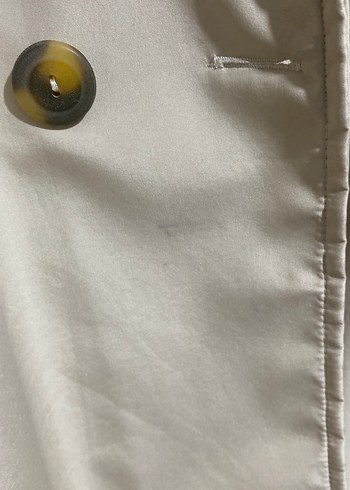 Düğmeli Beyaz Midi Kadın Trençkot - Görsel 4