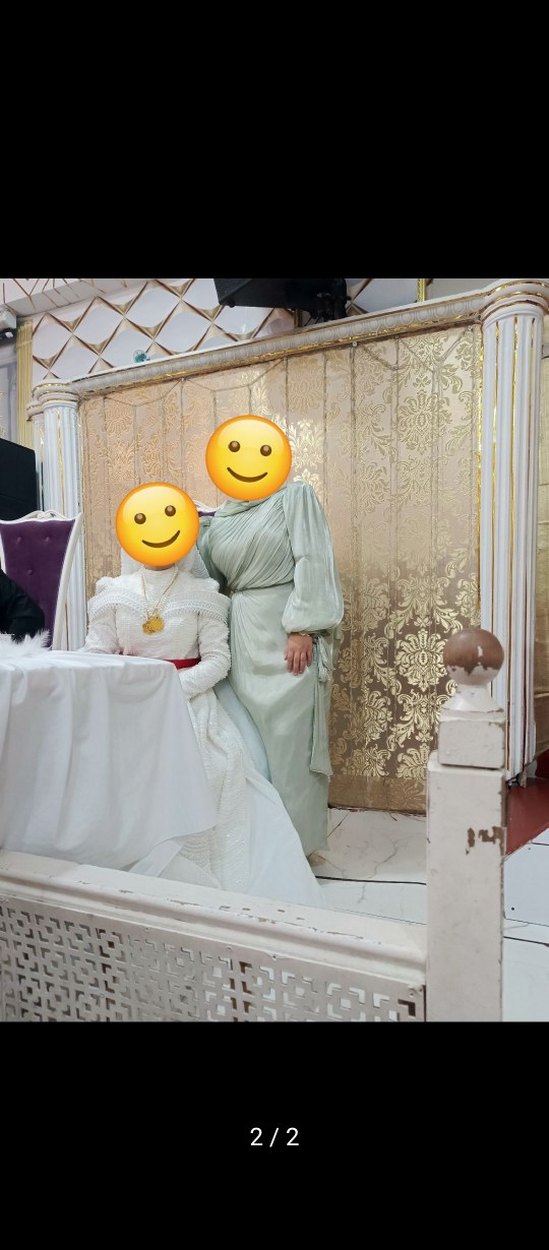 yeşil Drapeli Uzun Kollu Abiye Elbise - Görsel 2