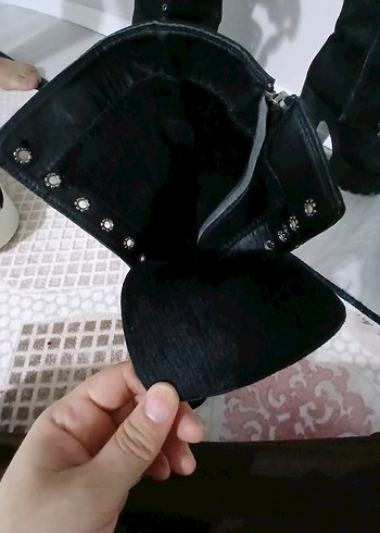 Siyah Süet Platform Topuklu Gotik Kadın Bot - Görsel 2