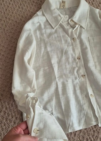 Ebu Prive  Beyaz Keten Gömlek - Görsel 2