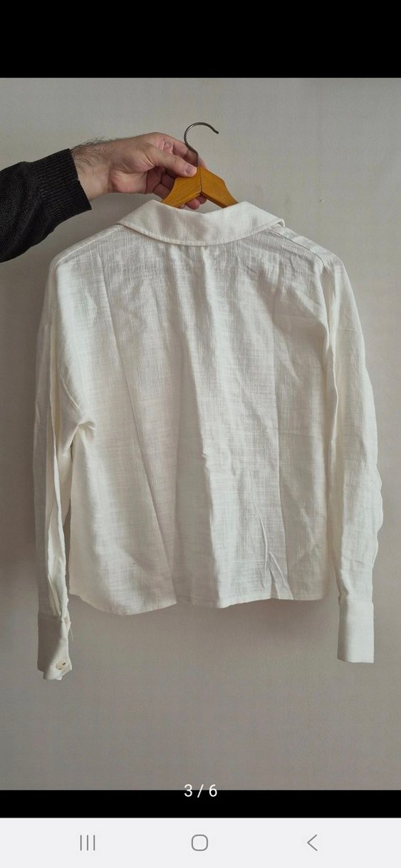 Ebu Prive  Beyaz Keten Gömlek - Görsel 3