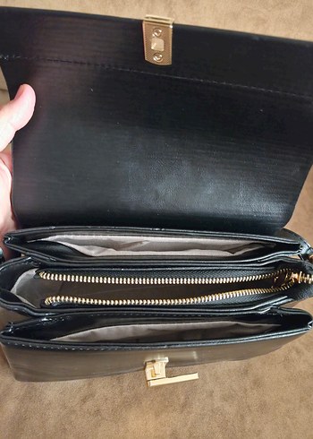 Vatkalı marka, Sıfır Klasik Siyah Deri Kadın Omuz Çantası - Görsel 7