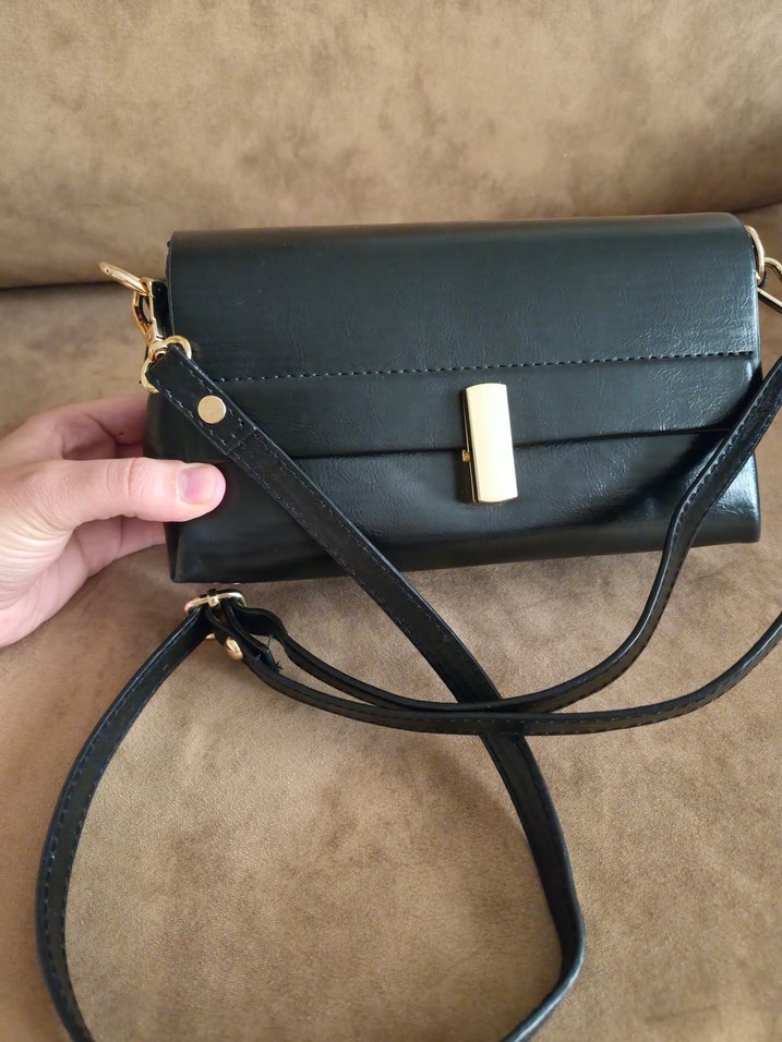 Vatkalı marka, Sıfır Klasik Siyah Deri Kadın Omuz Çantası - Görsel 5