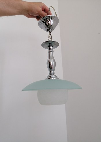 Yeşil camlı krom avize seti - Görsel 4