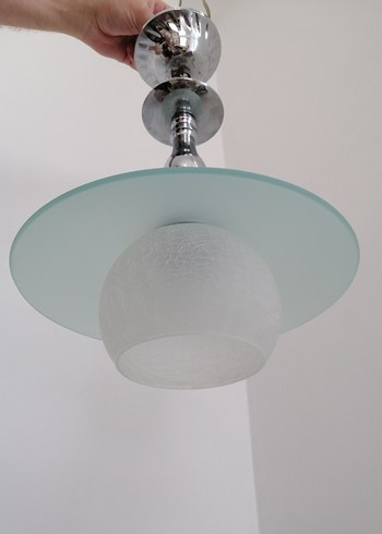 Yeşil camlı krom avize seti - Görsel 7