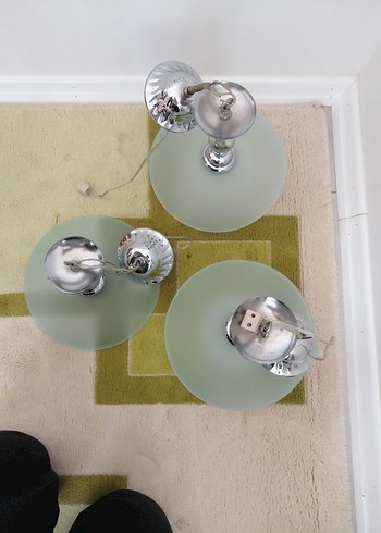 Yeşil camlı krom avize seti - Görsel 2