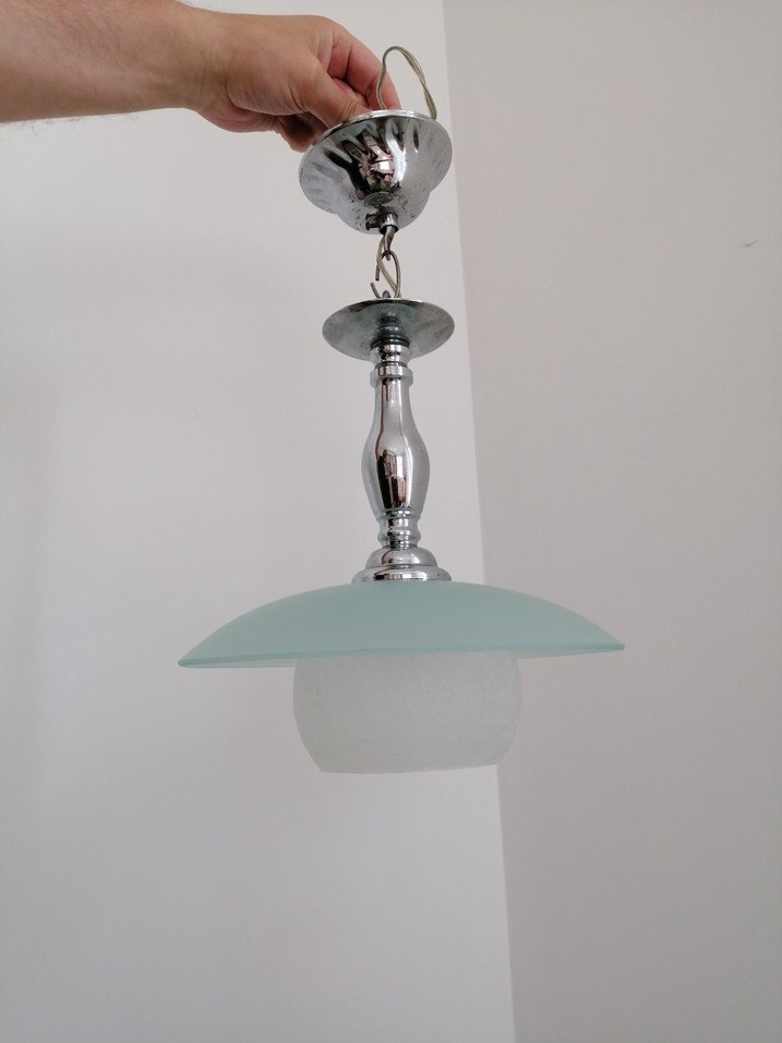 Yeşil camlı krom avize seti - Görsel 4