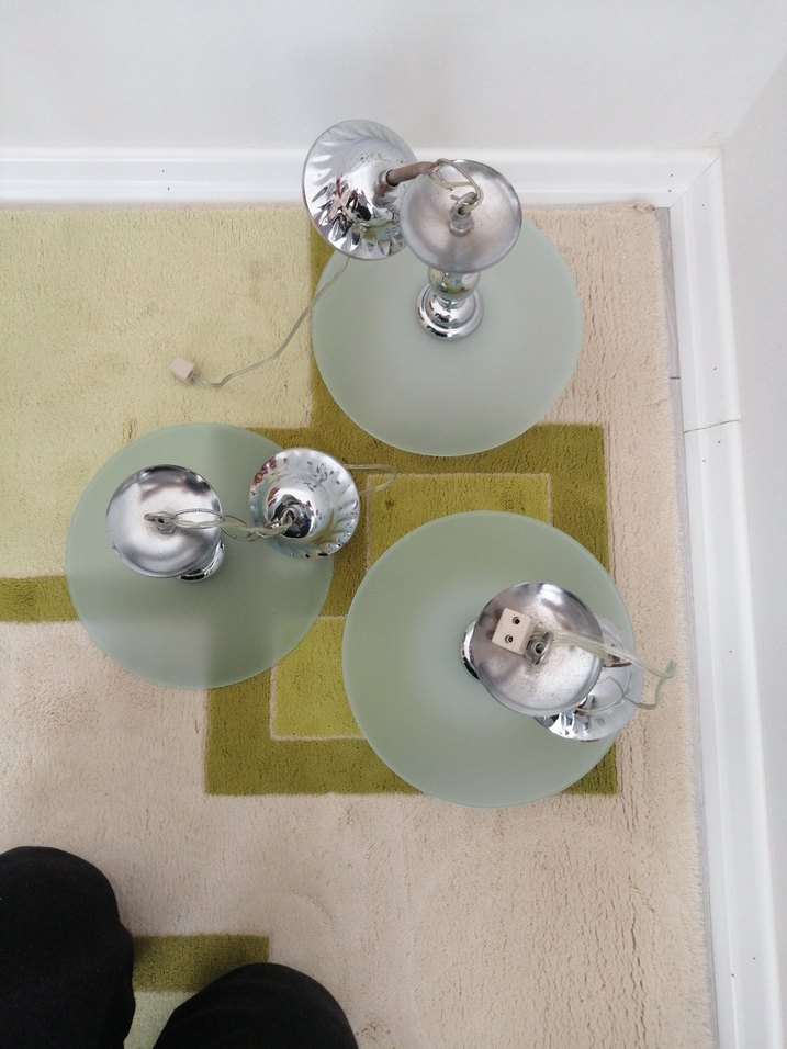 Yeşil camlı krom avize seti - Görsel 2