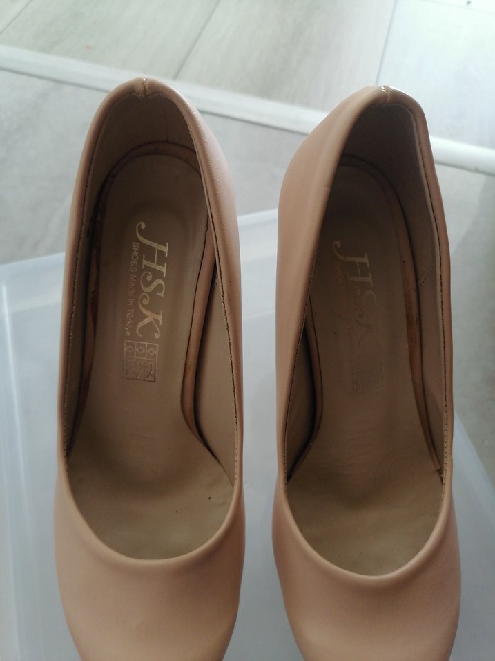 Bej Kadın Kalın Topuklu Stiletto - Görsel 2