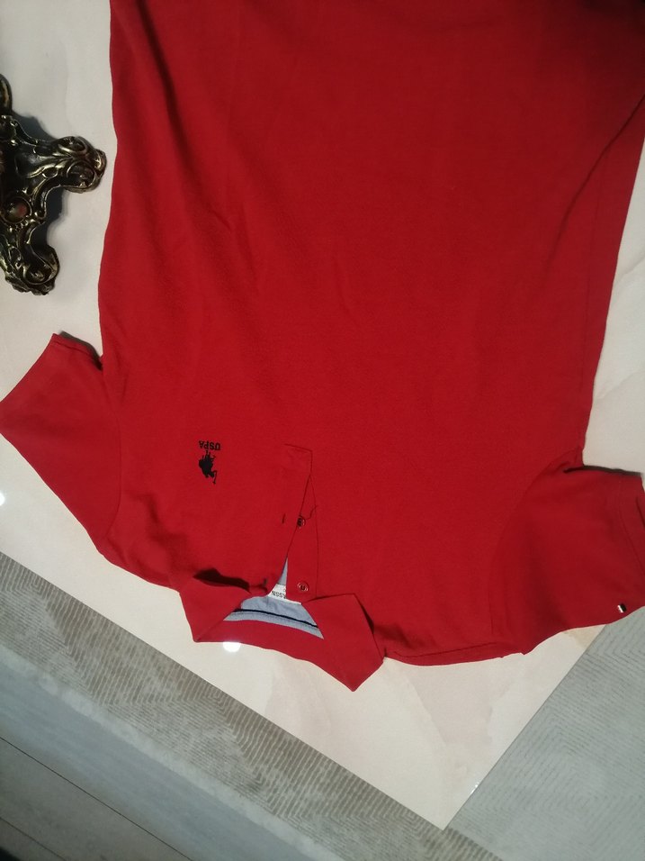 Kırmızı Fermuarlı Erkek Polo Tişört - Görsel 2