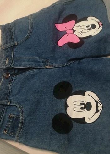 Renkli Baskılı Kız Kot Pantolon - Görsel 5