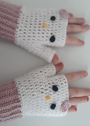 Örgü Yarım Parmak çocuk Eldiveni - Görsel 3
