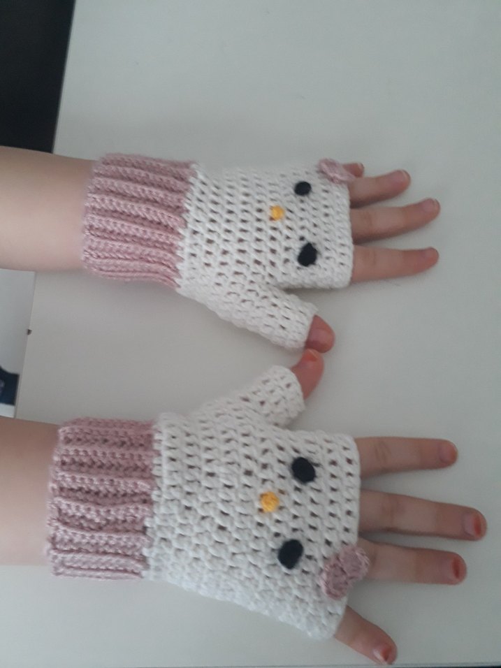 Örgü Yarım Parmak çocuk Eldiveni - Görsel 4