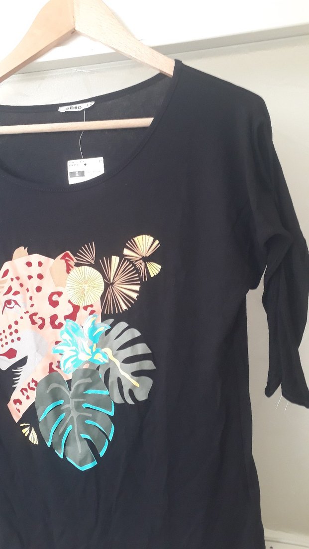 Bohem Siyah Baskılı Tişörtü - Görsel 5