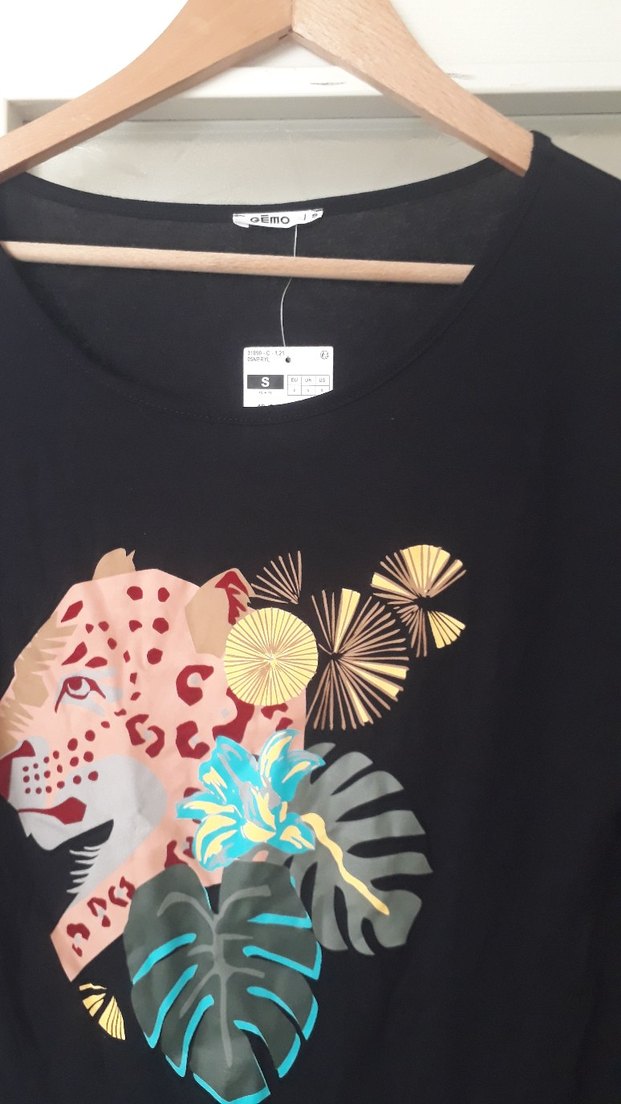 Bohem Siyah Baskılı Tişörtü - Görsel 4