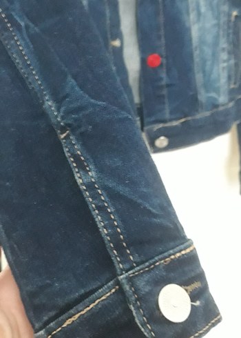 Düğmeli Mavi Kadın Denim Ceket - Görsel 3