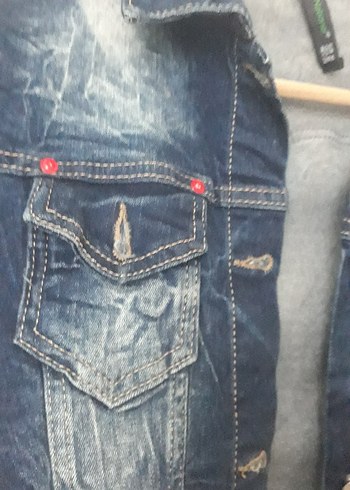 Düğmeli Mavi Kadın Denim Ceket - Görsel 5