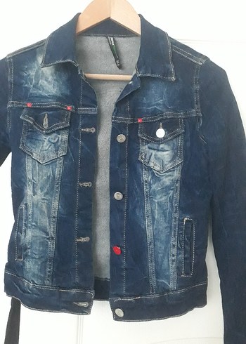 Düğmeli Mavi Kadın Denim Ceket - Görsel 2