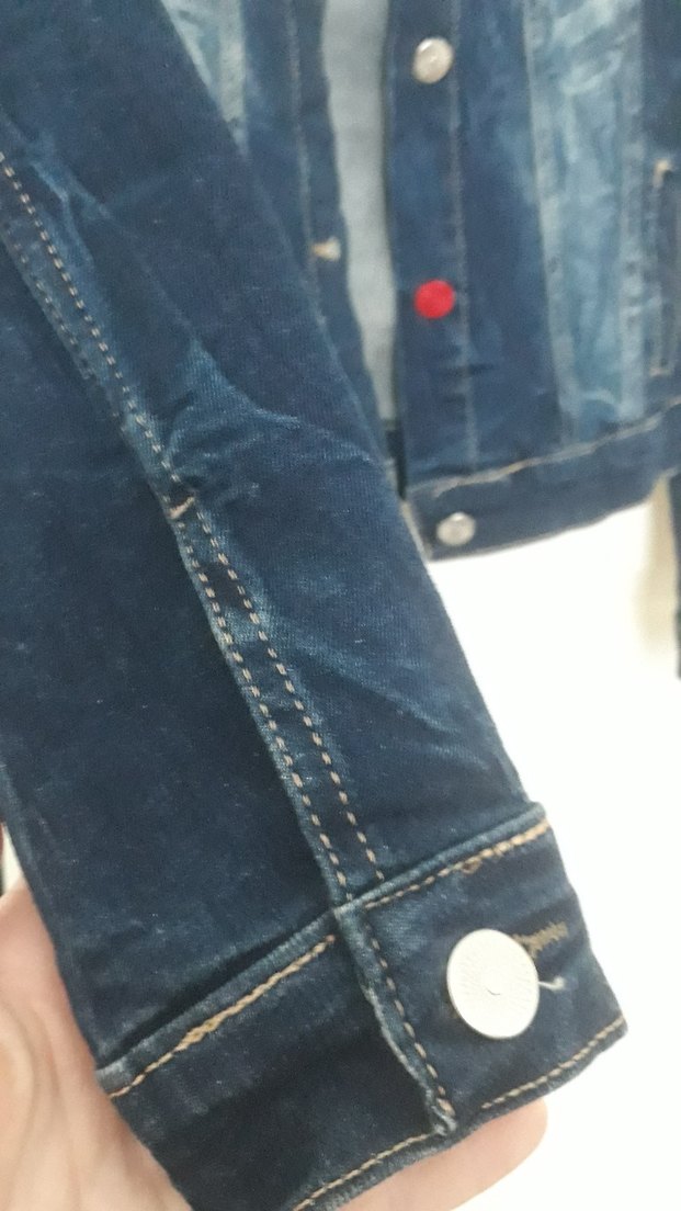Düğmeli Mavi Kadın Denim Ceket - Görsel 3
