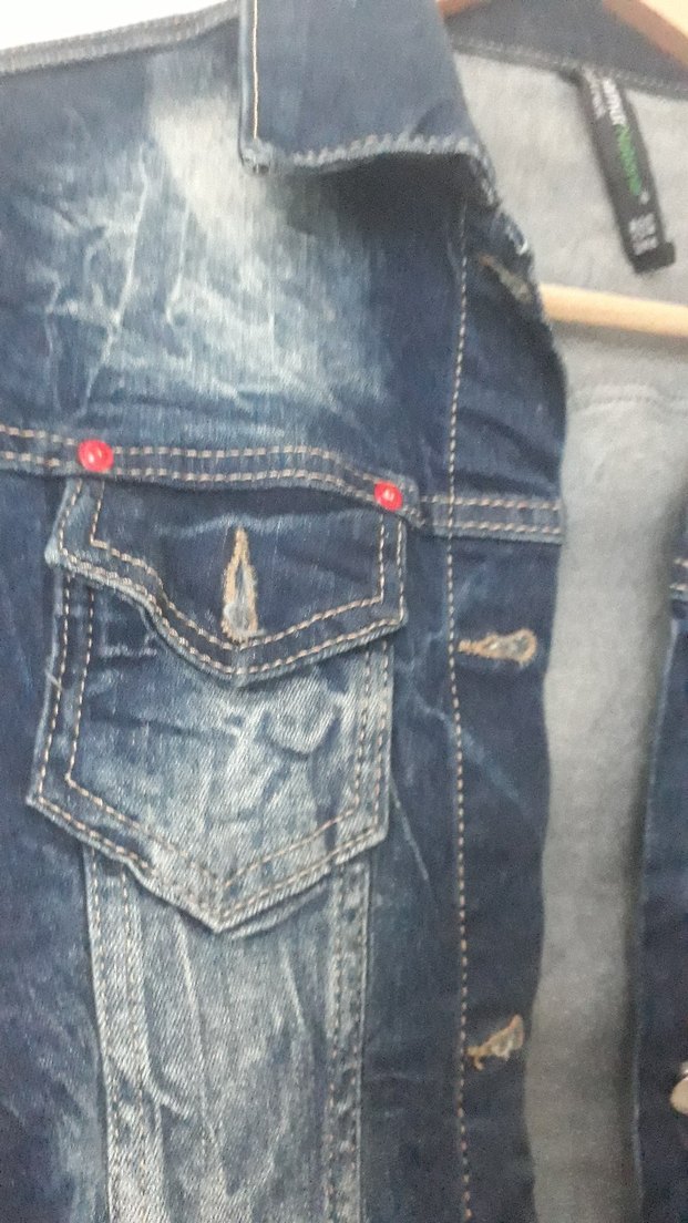 Düğmeli Mavi Kadın Denim Ceket - Görsel 5