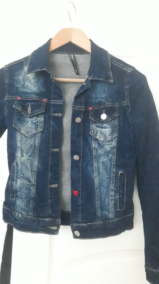 Düğmeli Mavi Kadın Denim Ceket - Görsel 2