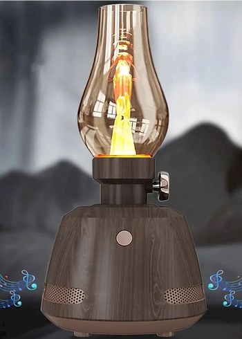 Bej Ahşap Tabanlı Şık lamp speaker (Hem lamba hem speaker ) - Görsel 2