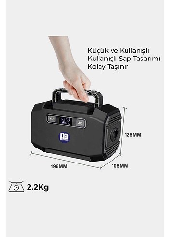 200W Siyah Taşınabilir Güç Kaynağı - Görsel 3