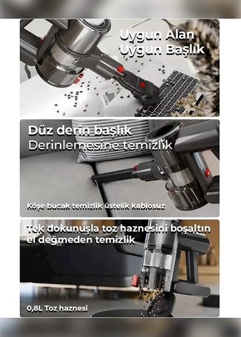 Kablosuz Elektrikli Süpürge (Evcil hayvan aparatlı) - Görsel 7