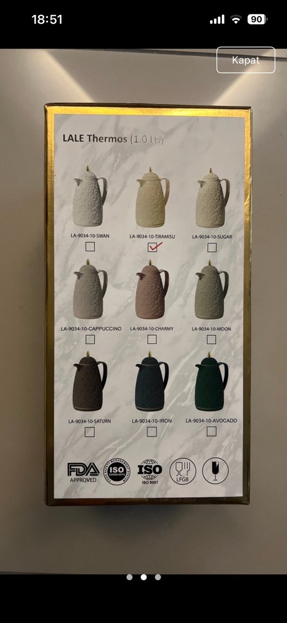 Beyaz Kabartmalı Termoslu Demlik - Görsel 2