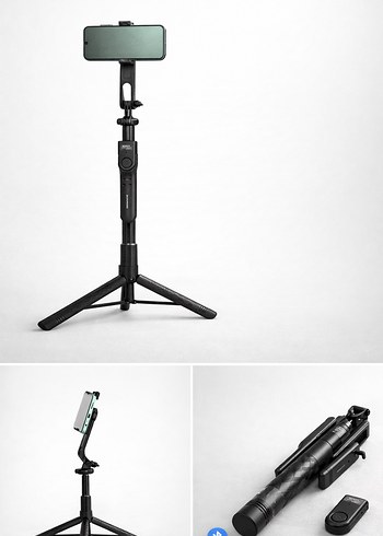 Kablosuz Kumandalı Siyah Selfie Çubuğu ve Tripod - Görsel 2