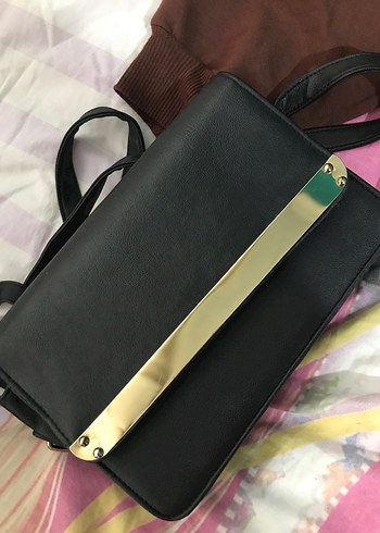 Altınlı deri çanta - Görsel 2