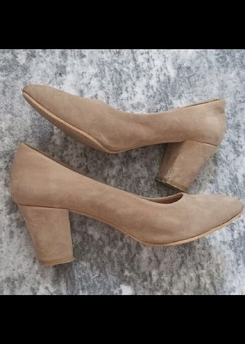 Bej Süet Dolgu Topuklu Stetetto - Görsel 2