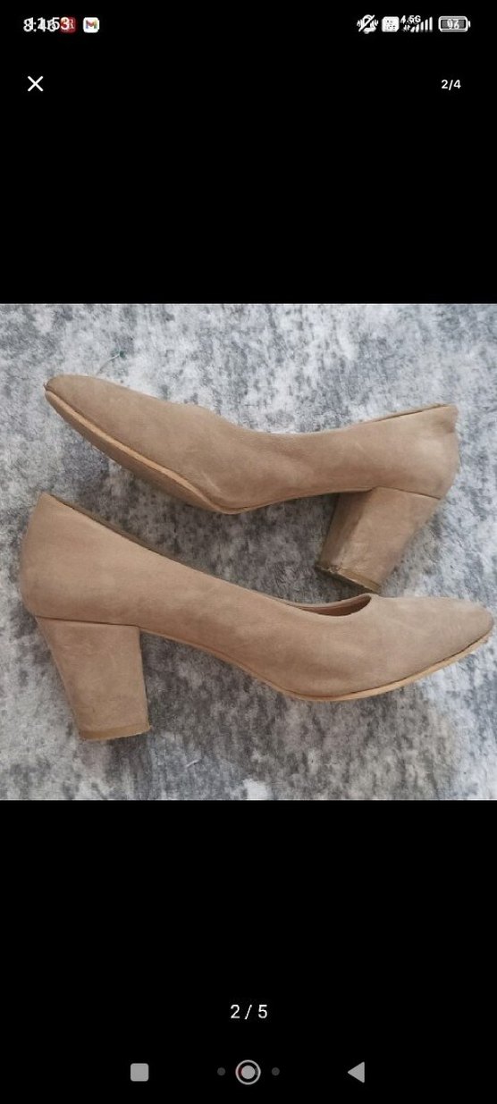 Bej Süet Dolgu Topuklu Stetetto - Görsel 2