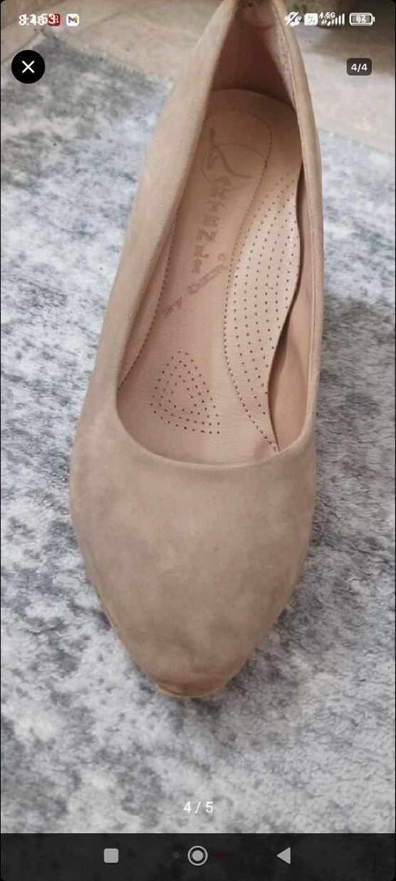 Bej Süet Dolgu Topuklu Stetetto - Görsel 3