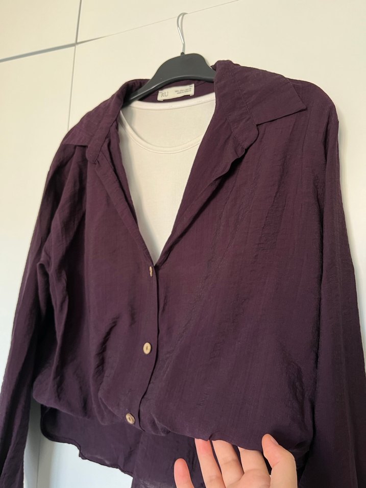 Mürdüm keten gömlek takım - Görsel 4