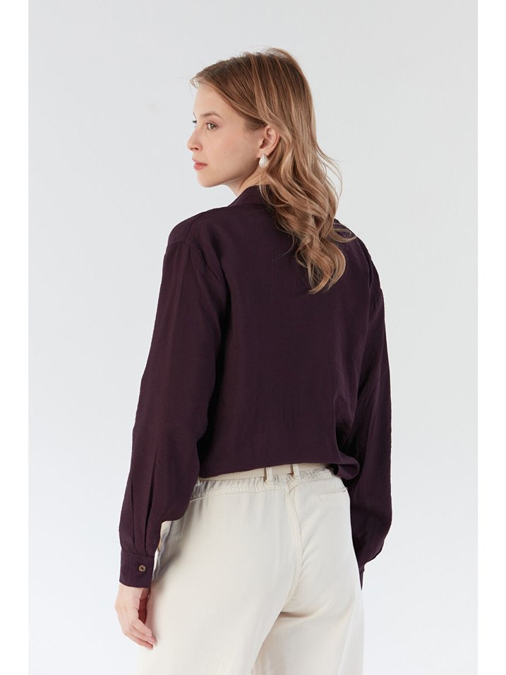 Mürdüm keten gömlek takım - Görsel 2