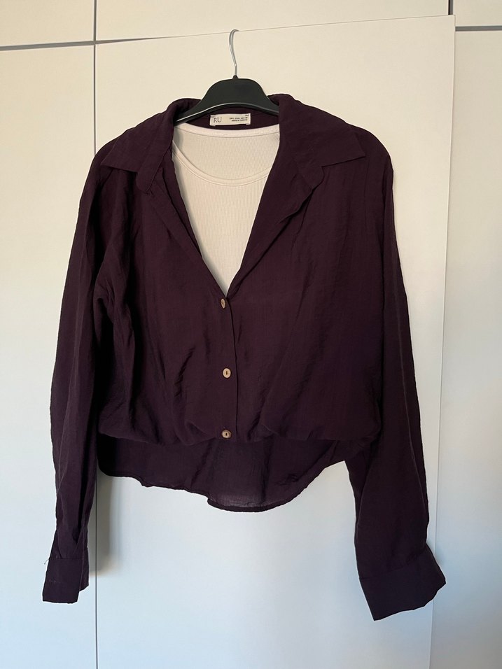 Mürdüm keten gömlek takım - Görsel 3