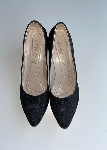 Siyah Simli Stiletto Topuklu Ayakkabı - Görsel 3