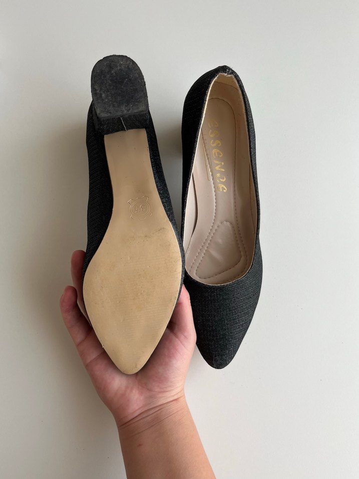 Siyah Simli Stiletto Topuklu Ayakkabı - Görsel 4